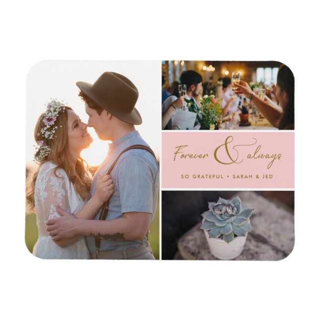 Ímã Foto rosa - Obrigado Collage para sempre (Horizontal)