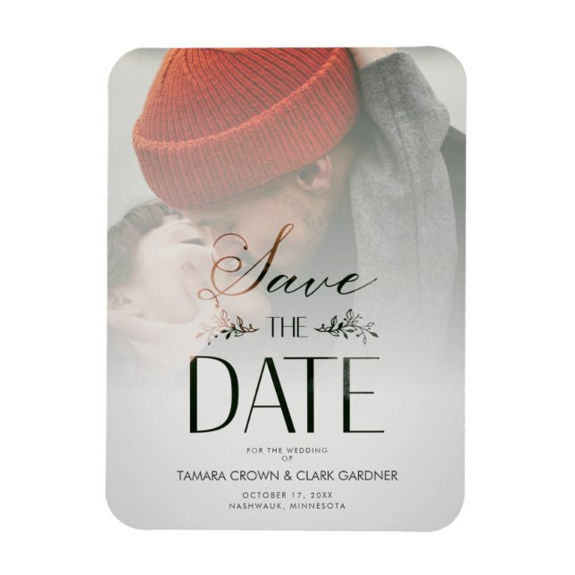 Ímã Foto-Script de Casamento de Transparência Moderna  (Vertical)