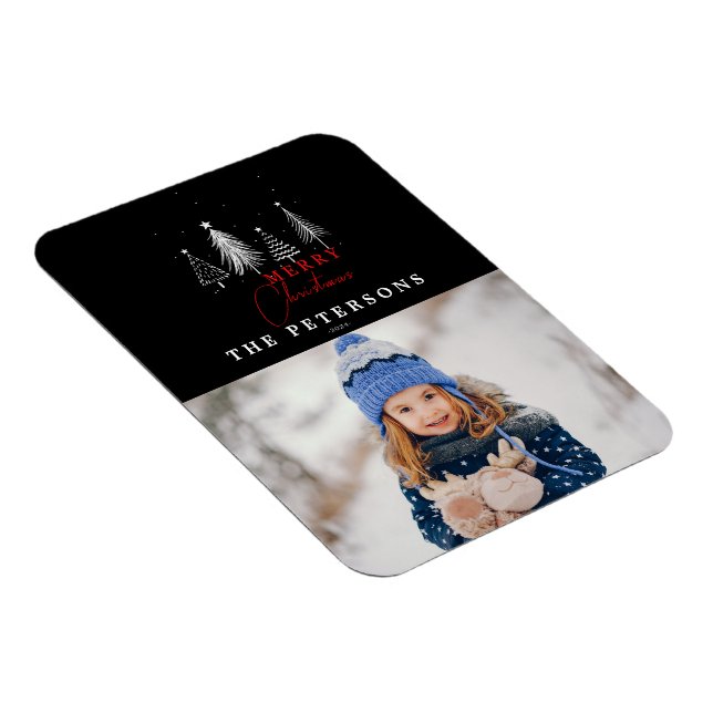 Ímã Foto simples da árvore de pinheiro de Natal Elegan (Lado Direito)