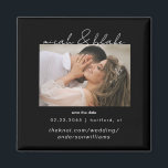 Imã Foto simples e elegante Casamento preto Salve a da<br><div class="desc">Casamento de Texto Branco e Preto de Foto Contemporâneo Salve o ímã de datas.</div>