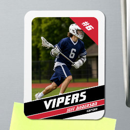 Ímã Foto vigorosa de jogador de lacrosse vermelho e br