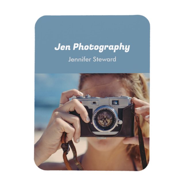 Ímã Fotografia azul personalizada (Vertical)