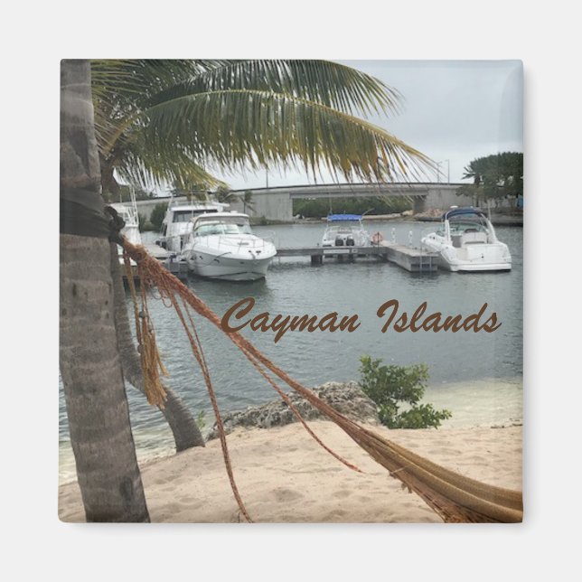 Imã Fotografia "Cayman Island Boats" com logotipo (Frente)