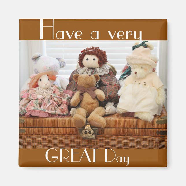 Imã Fotografia de Brinquedos Vintage, Ursos, Coelho, B (Frente)