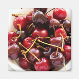 Imã Fotografia de Cerejas Vermelhas Frescas em uma Tig