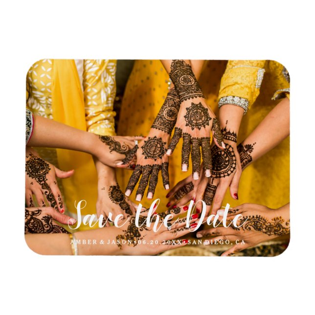 Ímã fotografia personalizada henna indiano salvar a da (Horizontal)