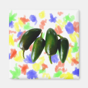 Imã Fotografia verde de quatro pimentas do Jalapeno