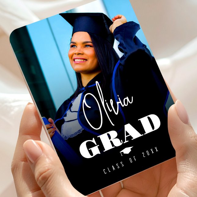 Ímã Fotomínimo Moderno Formatura do Ensino Médio (Photo Minimalist Modern High School Graduation Magnet, Class of 2026, Graduation Gift)