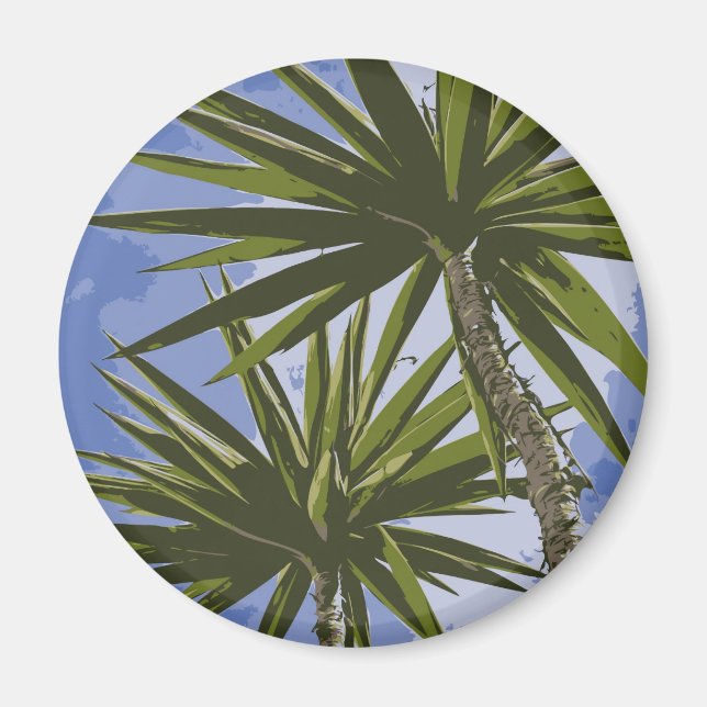 Imã Fotomural com Efeito de Pintura de Folhas de Palme (Frente)