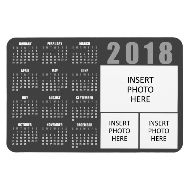 Ímã Fotos da Família 2018 Calendar Magnet - 3 Imagens (Horizontal)