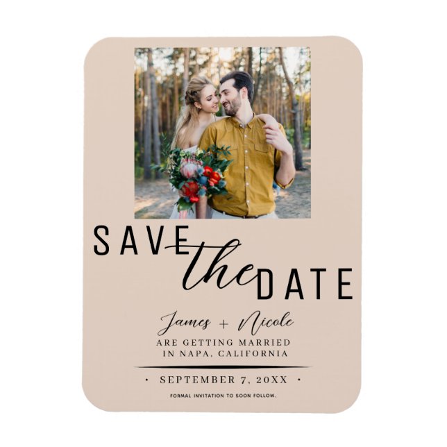 Ímã Fotos de Compromisso de Casamento Bisque de Amêndo (Vertical)