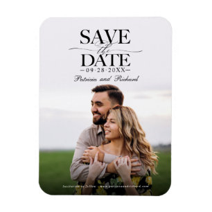 Ímã Fotos de Save The Date de Casamento Moderno e Eleg