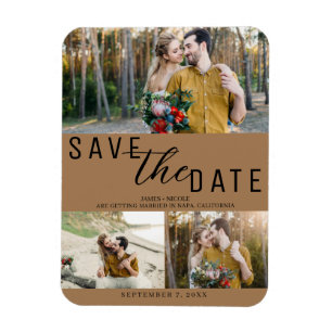 Ímã Fotos do Brown Save the Date Casamento 3