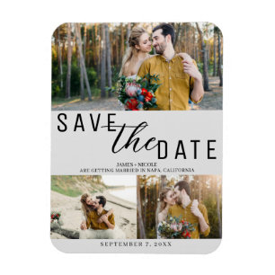 Ímã Fotos do Casamento Light Grey Save the Date 3