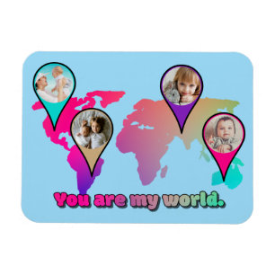Ímã Fotos personalizadas de bebê coloridas no mapa do