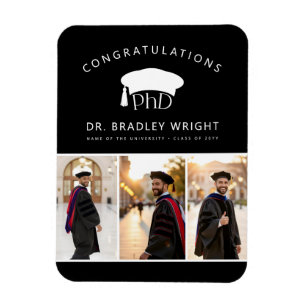 Ímã Fotos Personalizadas de PhD Chapéu de Doutorado Gr