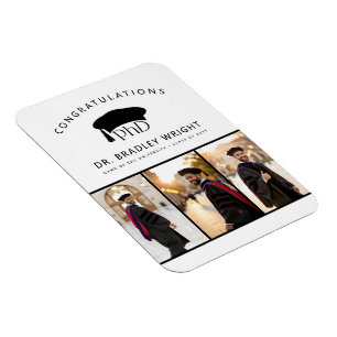 Ímã Fotos Personalizadas de PhD Chapéu de Doutorado Gr