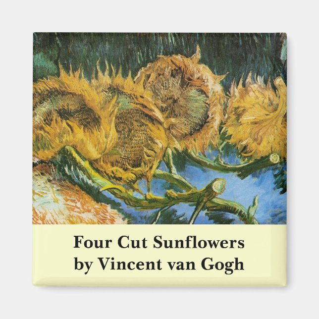 Imã Four Cut Sunflower por Vincent van Gogh (Frente)