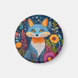 Imã Fox Dot Art Vibrante Em Meio À Flora Esbuvada