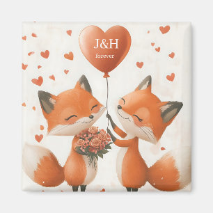 Imã Fox Love Design com Iniciais Personalizáveis