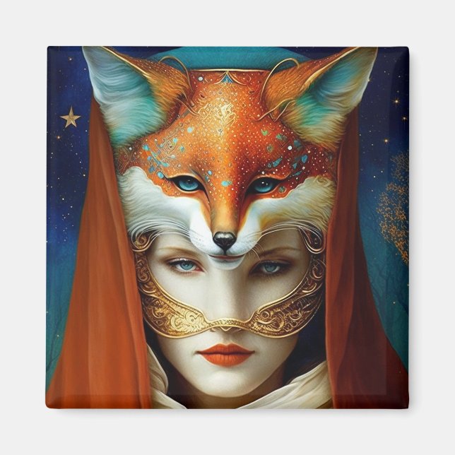 Imã Fox Mulher Surreal Fantasy Art (Frente)