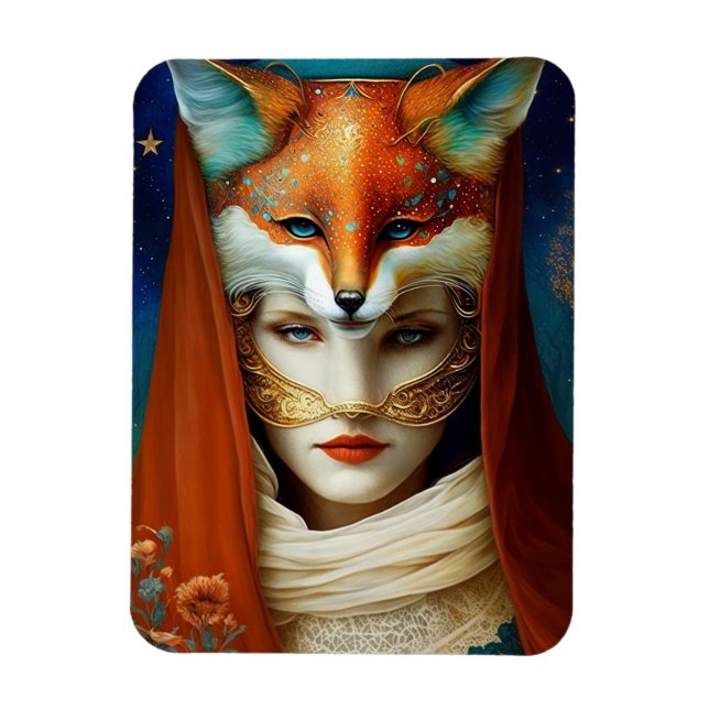 Ímã Fox Mulher Surreal Fantasy Art (Vertical)