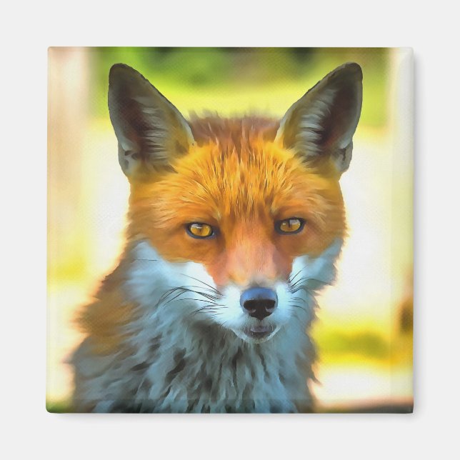 Imã Fox Retrait - Arte Realista da Vida Selvagem (Frente)