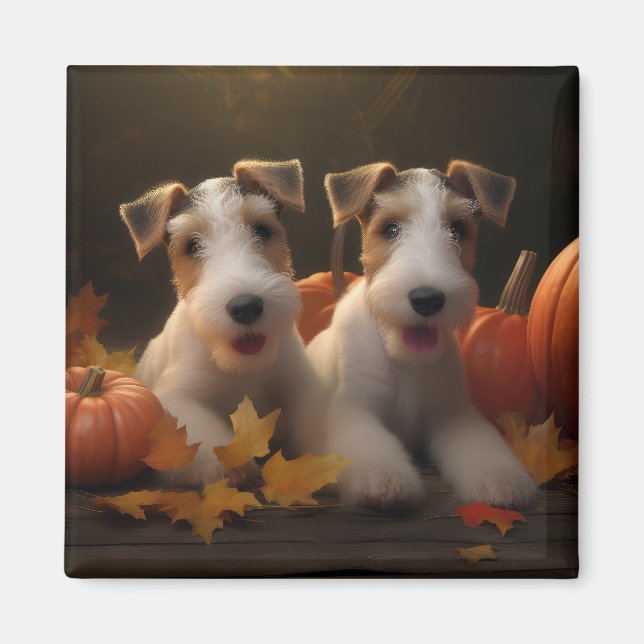 Imã Fox Terrier Puppy Autumn Delight Pumpkin (Frente)