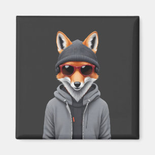 Imã Fox Vestindo Hoodie Engraçado Caráter Legal Animal