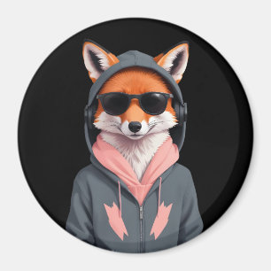 Imã Fox Vestindo Hoodie Engraçado Caráter Legal Animal