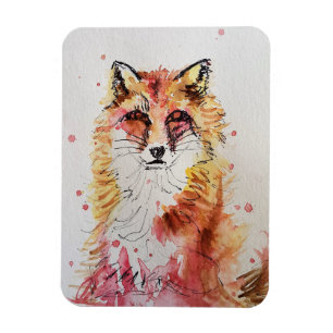 Ímã Fox Watercolor Woodland Arte Animal