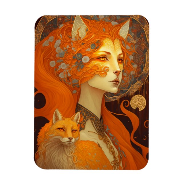 Ímã Fox Woman Fantasy Art (Vertical)