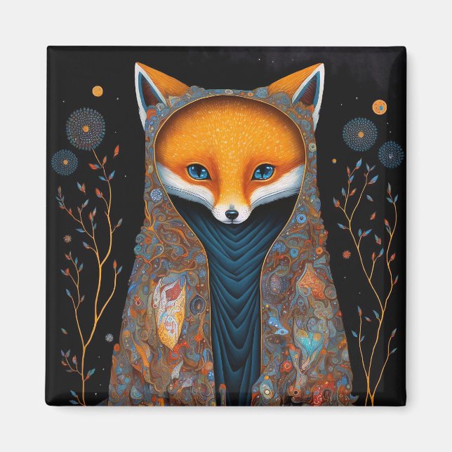 Imã Fox Woodland Fantasy Art Magnet (Frente)