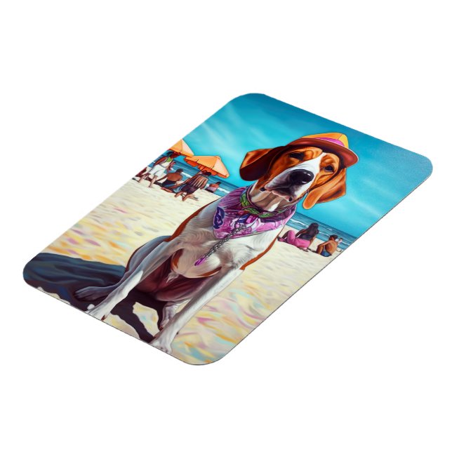 Ímã Foxhound Inglês Americano na Praia, presente de ve (Left Side)