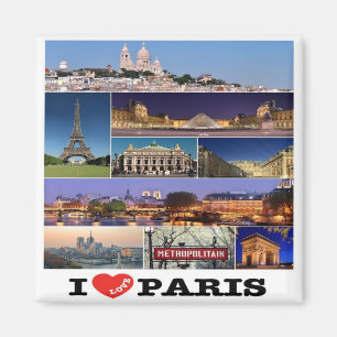 Imã FR - França - Paris - Eu Amo. Mosaico de Colagem