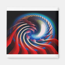 Imã Fractal Azul Branco Vermelho com Garras e Spikes
