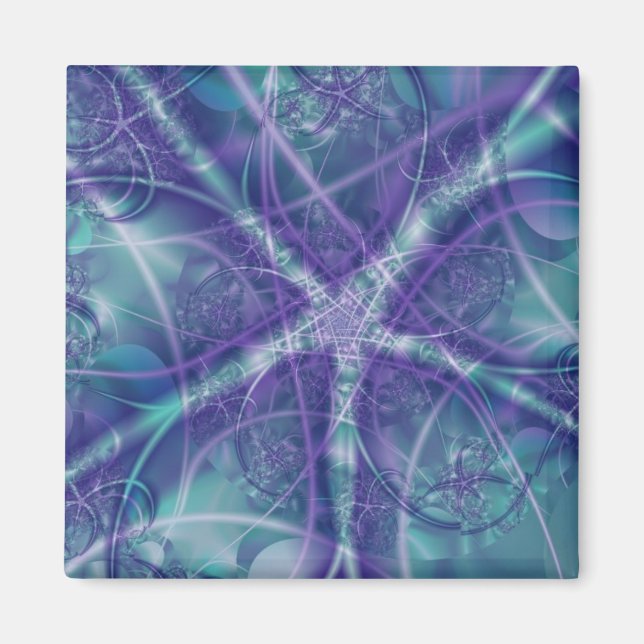 Imã Fractal com Formas Azul Roxo e Estrela Branca (Frente)