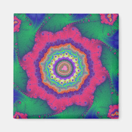 Imã Fractal cor verde e rosa