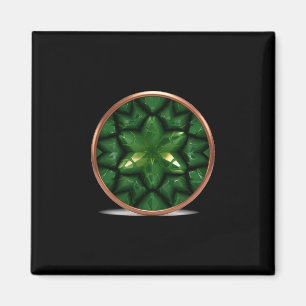 Imã Fractal de Estrela Pontiaguda Verde com Moldura de