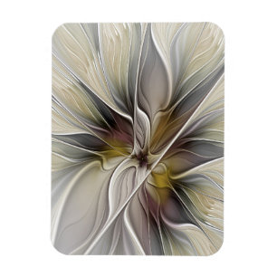 Ímã Fractal Floral, Flor Fantasia com Cores da Terra