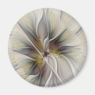 Imã Fractal Floral, Flor Fantasia com Cores da Terra