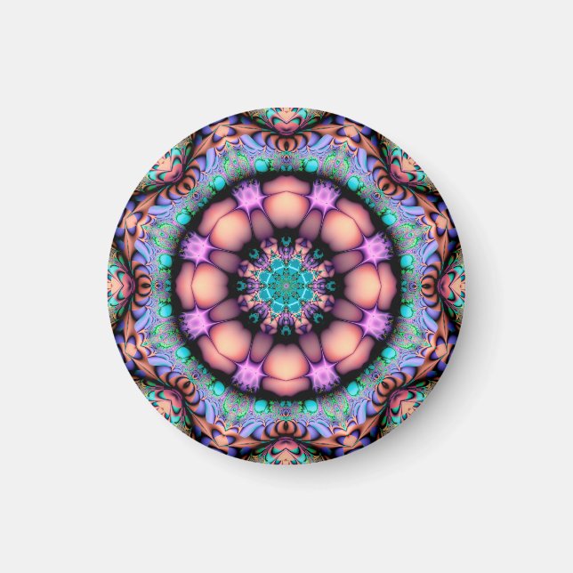 Imã Fractal Mandala Floral Psychedelic (Frente)
