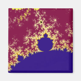 Imã Fractal mandelbrot dourado vermelho e azul