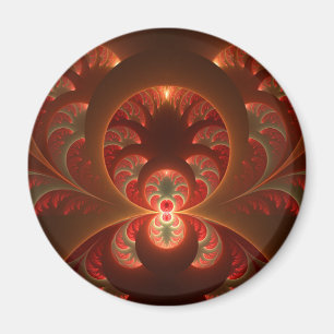 Imã Fractal Vermelho Laranja Moderno Abstrato Luminoso