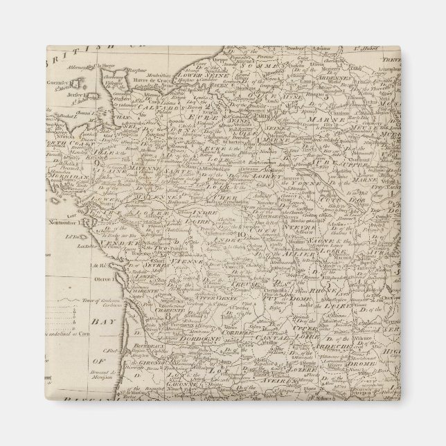 Imã França dividida em círculos e departamentos (Frente)