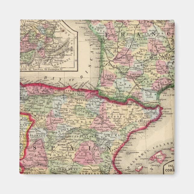 Imã França, Espanha, Portugal Mapa de Mitchell (Frente)