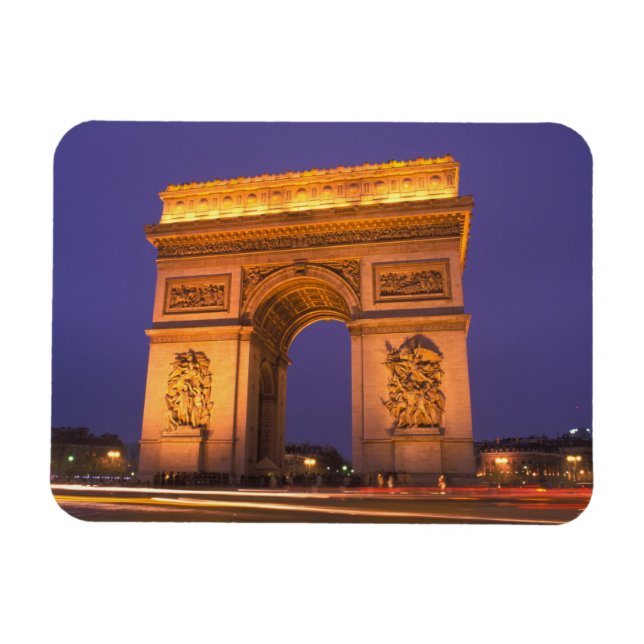 Ímã França, Paris, Arc de Triomphe ao anoitecer. (Horizontal)