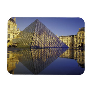 Ímã FRANÇA, Reflexão Paris, Pirâmide. O Louvre