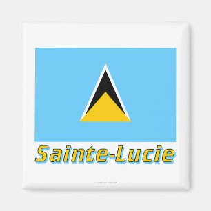 Imã Français de Drapeau Sainte-Lucie avec le nom en