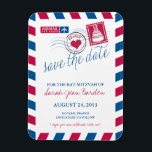 Ímã FRANCE Air Mail Bat Mitzvah Salvar Data 3x4<br><div class="desc">Este ímã flexível 3x4 tem um design de correio aéreo para a França para o seu Bar Mitzvah / Bat Mitzvah. Se precisar de um local diferente criado,  envie um e-mail para paula@labellarue.com e tentaremos colocar um novo em 24 horas (durante a semana de trabalho)</div>